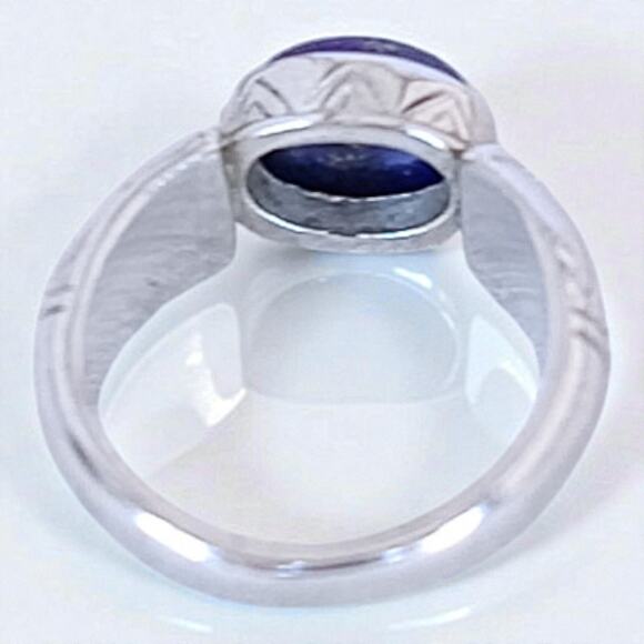 Vintage Sterling Silver Lapis Lazuli Blue Gemstone Ring Size 5.5 Stackable - Picture 6 of 9